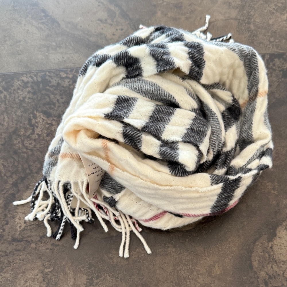 Burberry ivory plaid - Black, White, and Tan scarf